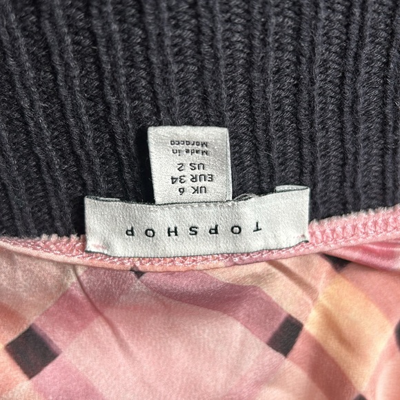 Topshop check midi bias slip skirt in pink size 2 - Picture 13 of 16